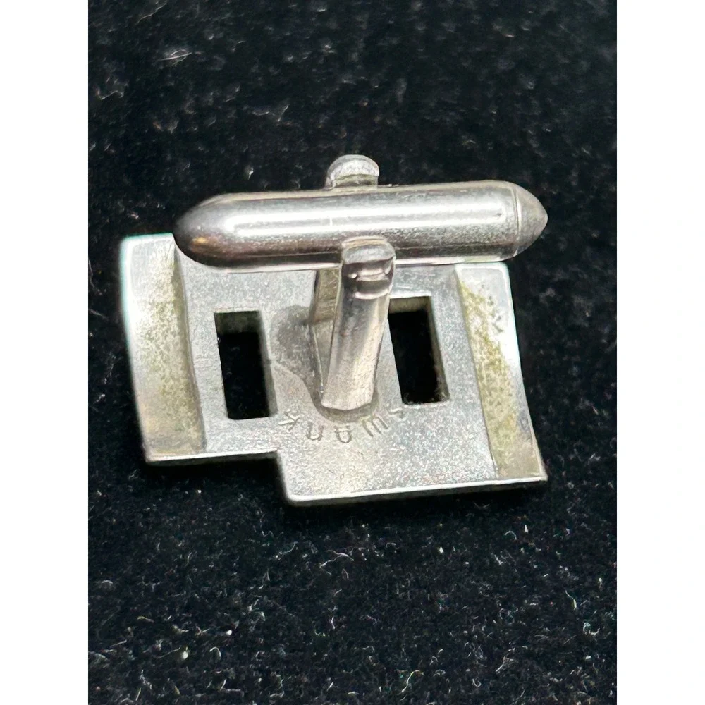 Swank VTG Silver Tone Geometric Interlocking Rectangular Cufflinks Mid Century